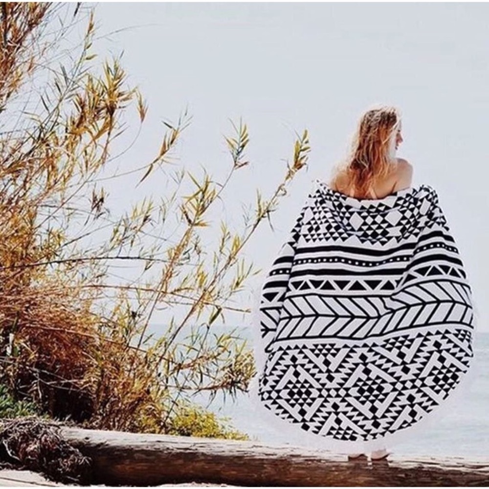 Aztec Tassel Retro Geometric Beach/Yoga/Room Blanket/Mat for Outdoors/Bedroom - Picture 5 of 5